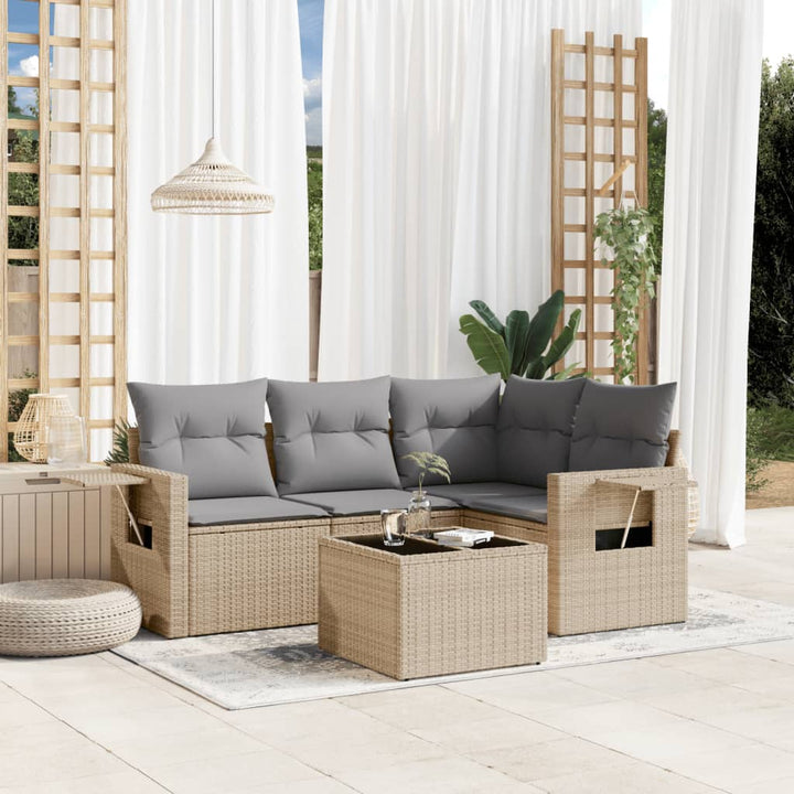 Soffgrupp För Trädgård Med Dynor 4 Delar Beige Konstrotting