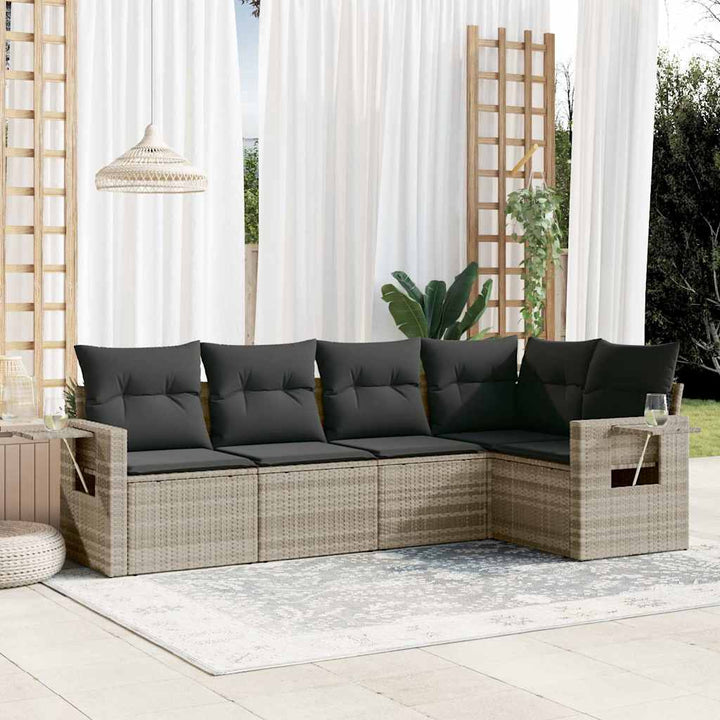 Loungegrupp För Trädgården Med Dynor 5 Delar Brun Konstrotting