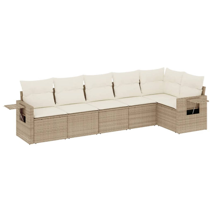 Soffgrupp För Trädgården Med Dynor 6 Delar Beige Konstrotting