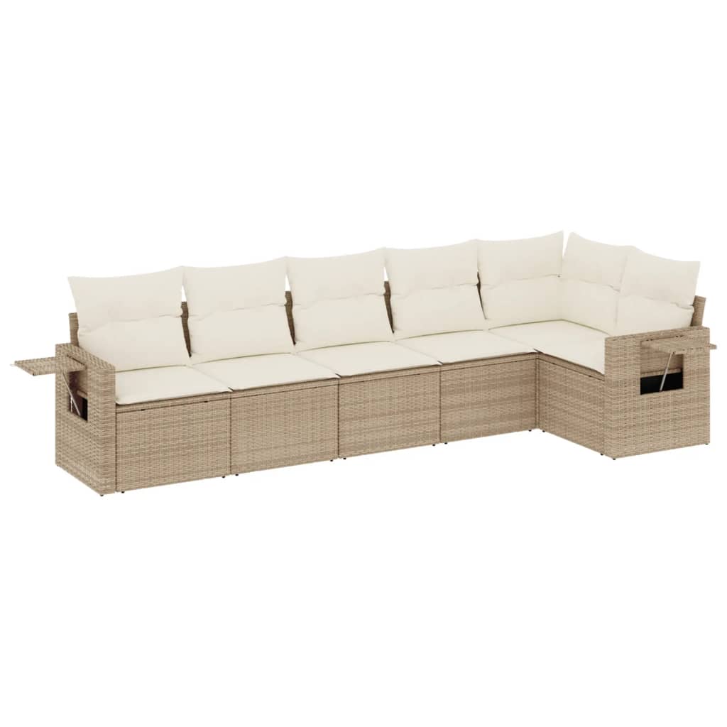 Soffgrupp För Trädgården Med Dynor 6 Delar Beige Konstrotting