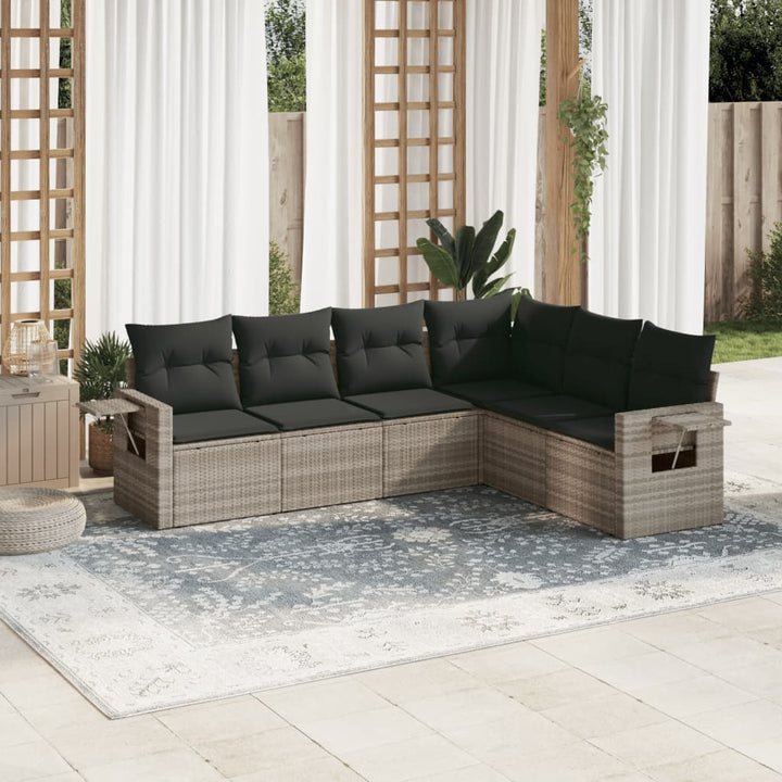 Matgrupp För Trädgården Med Dynor 7 Delar Beige Konstrotting