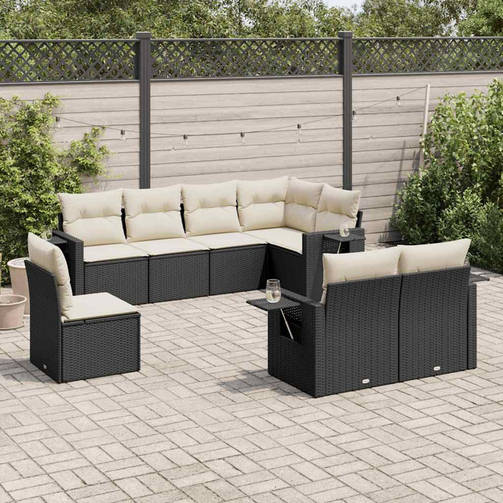 Loungegrupp För Trädgården Med Dynor 8 Delar Brun Konstrotting