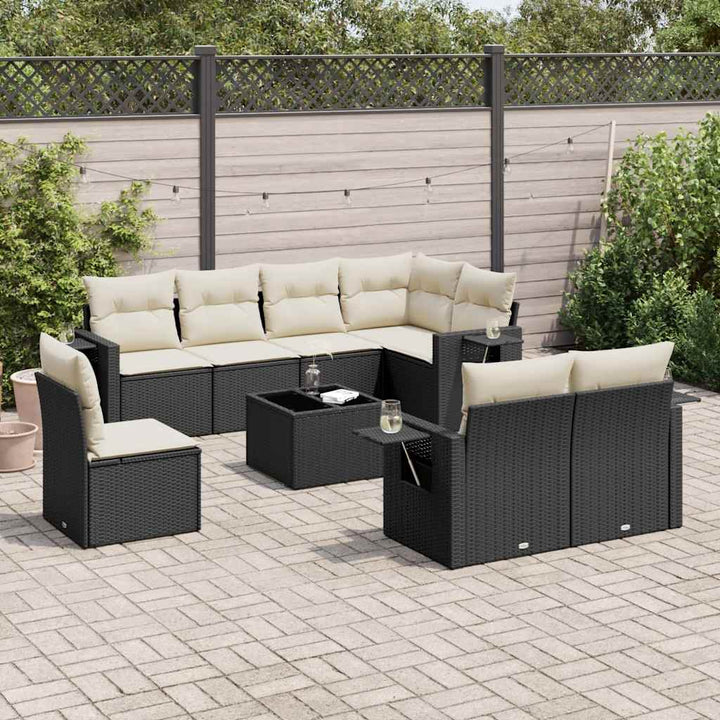 Loungegrupp För Trädgården Med Dynor 8 Delar Brun Konstrotting