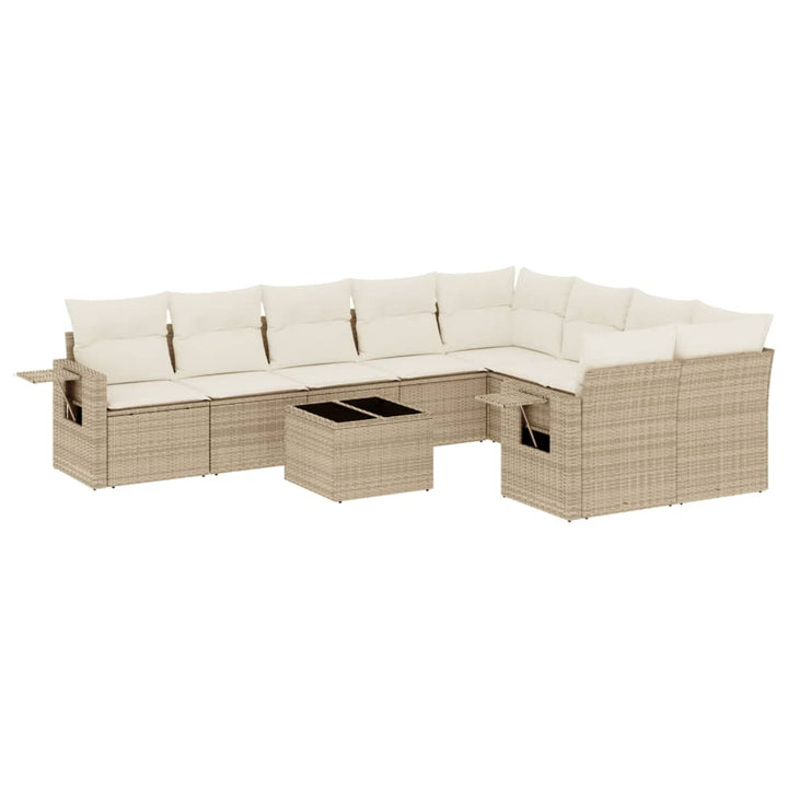 Soffgrupp För Trädgård Med Dynor 10 Delar Beige Konstrotting