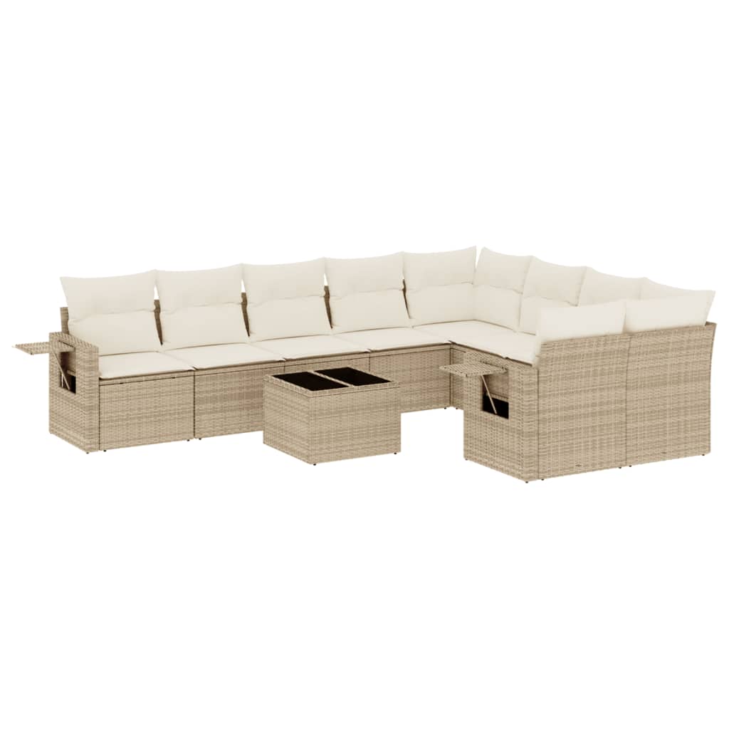Soffgrupp För Trädgård Med Dynor 10 Delar Beige Konstrotting
