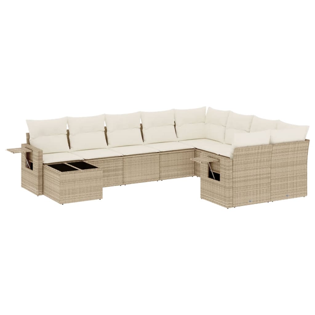 Soffgrupp För Trädgård Med Dynor 10 Delar Beige Konstrotting