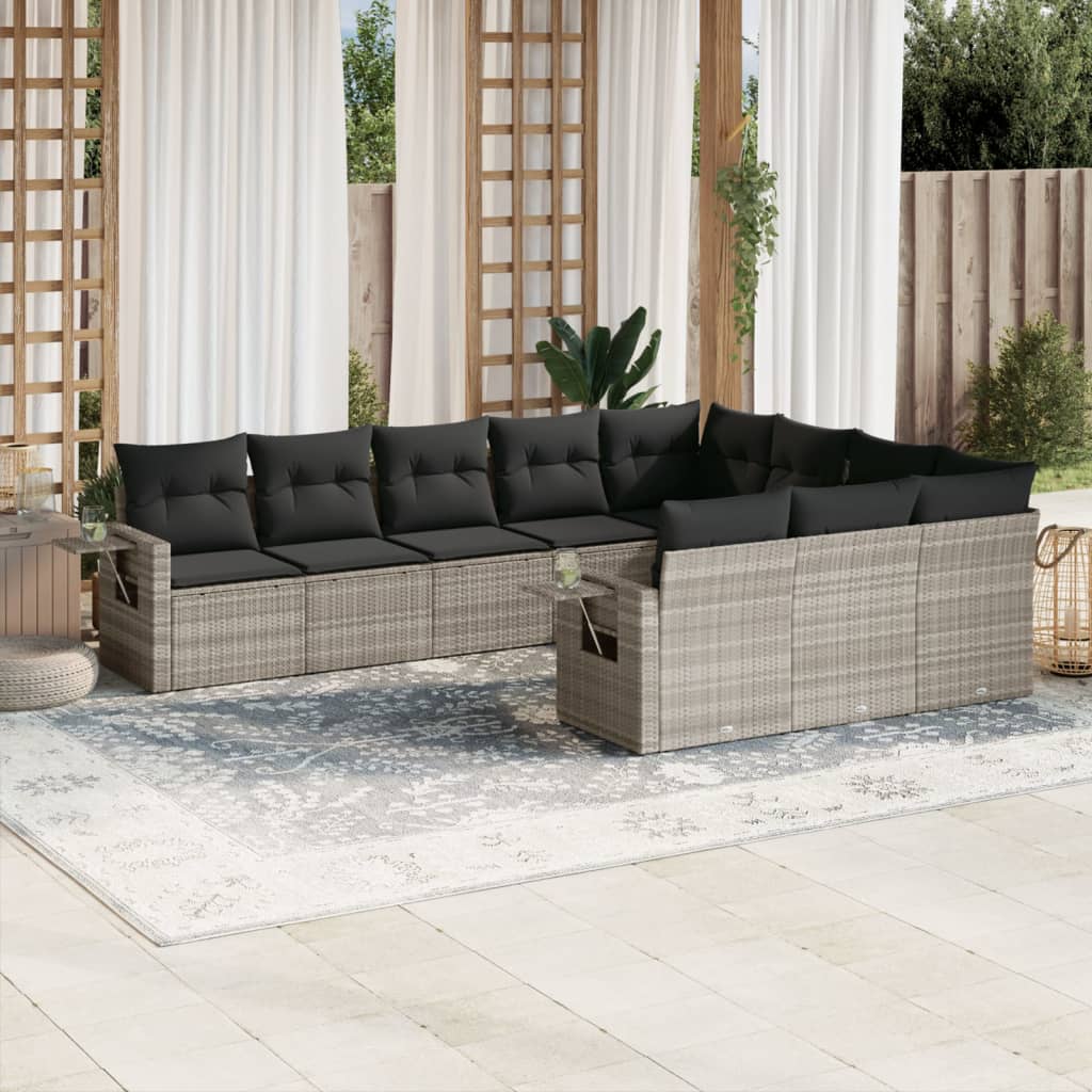 Loungegrupp För Trädgården M. Dynor 11 Delar Beige Konstrotting