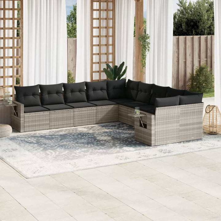 Loungegrupp För Trädgården M. Dynor 11 Delar Beige Konstrotting