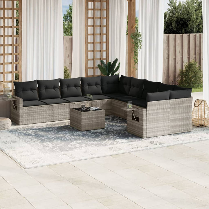 Loungegrupp För Trädgården M. Dynor 11 Delar Beige Konstrotting