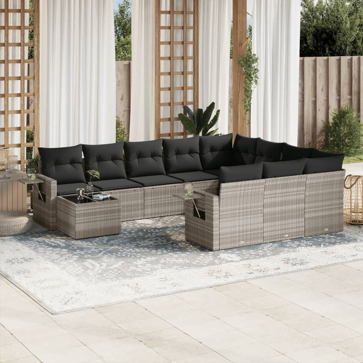 Loungegrupp För Trädgården M. Dynor 11 Delar Beige Konstrotting