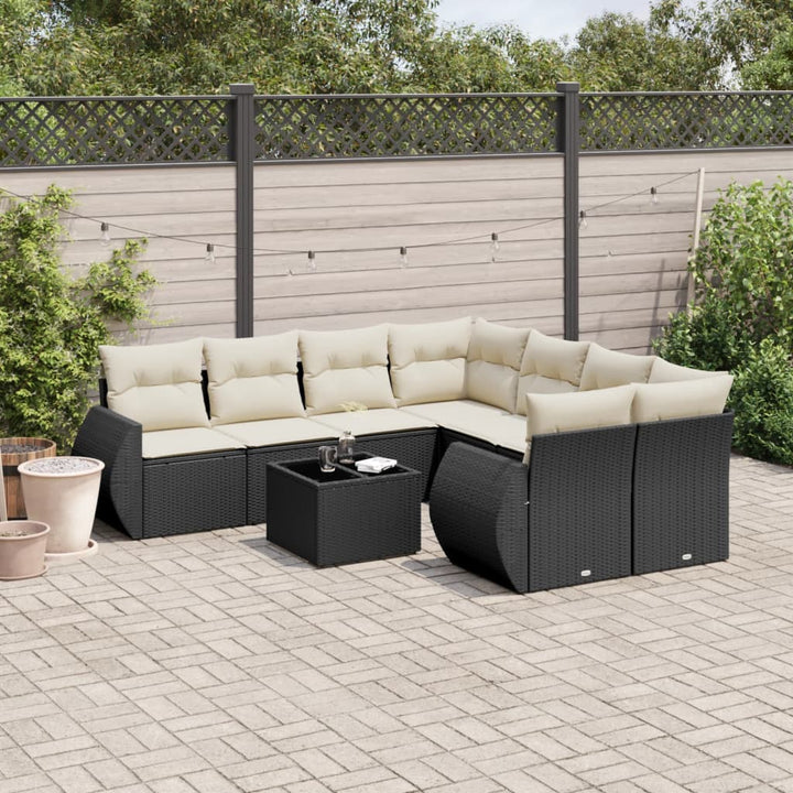 Soffgrupp För Trädgården Med Dynor 9 Delar Beige Konstrotting