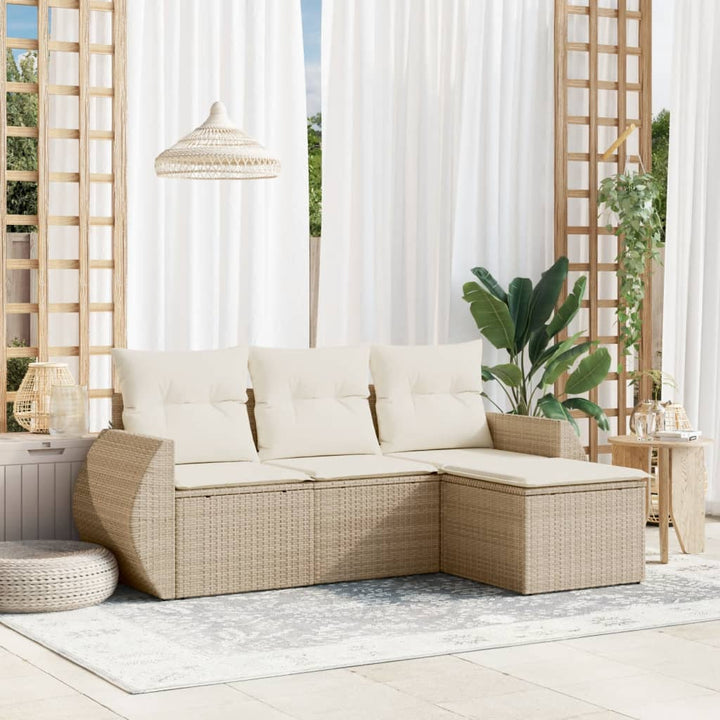 Soffgrupp För Trädgården Med Dynor 5 Delar Beige Konstrotting