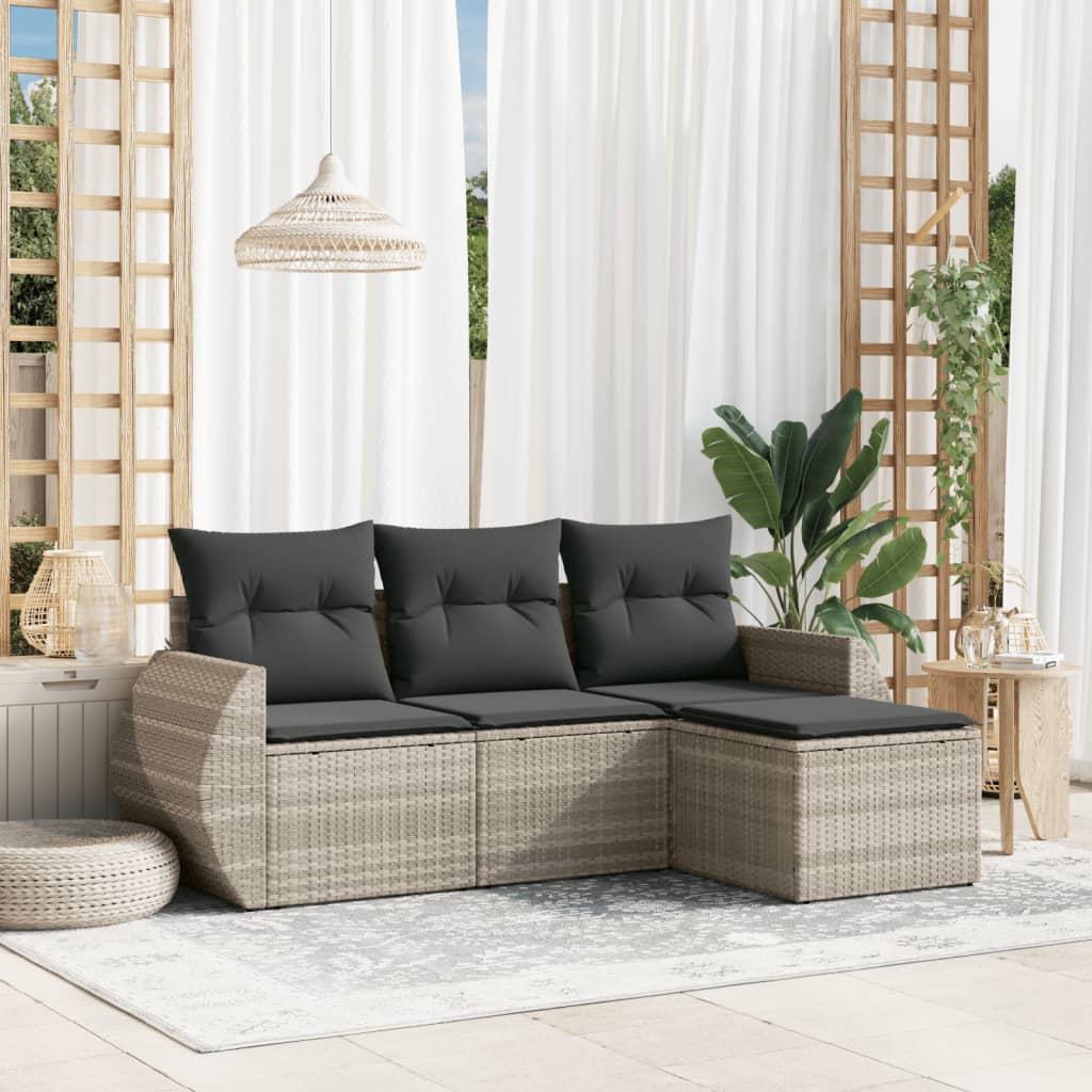 Soffgrupp För Trädgården Med Dynor 5 Delar Beige Konstrotting