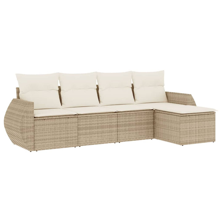 Soffgrupp För Trädgården Med Dynor 5 Delar Beige Konstrotting