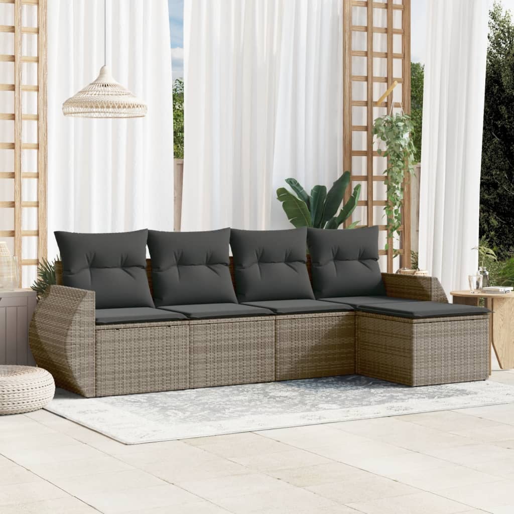 Soffgrupp För Trädgården Med Dynor 5 Delar Beige Konstrotting