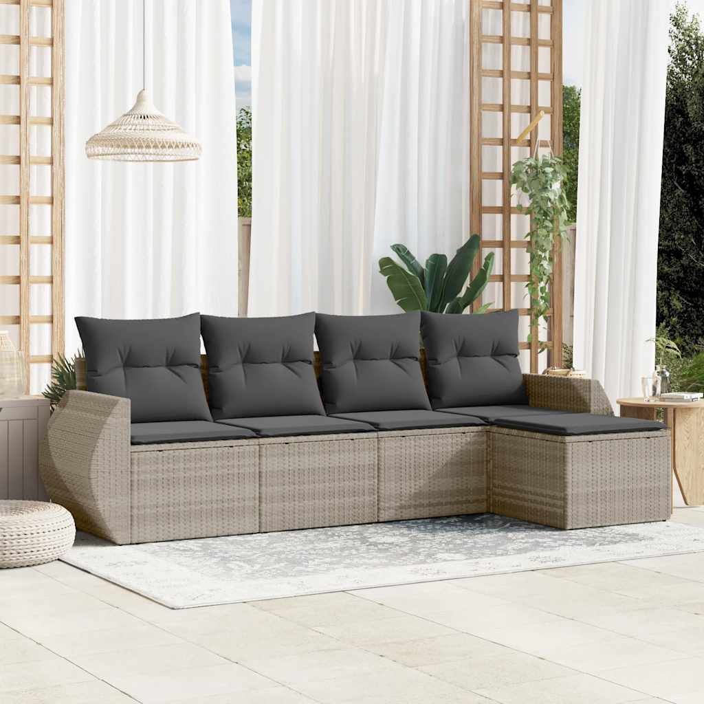 Soffgrupp För Trädgården Med Dynor 5 Delar Beige Konstrotting