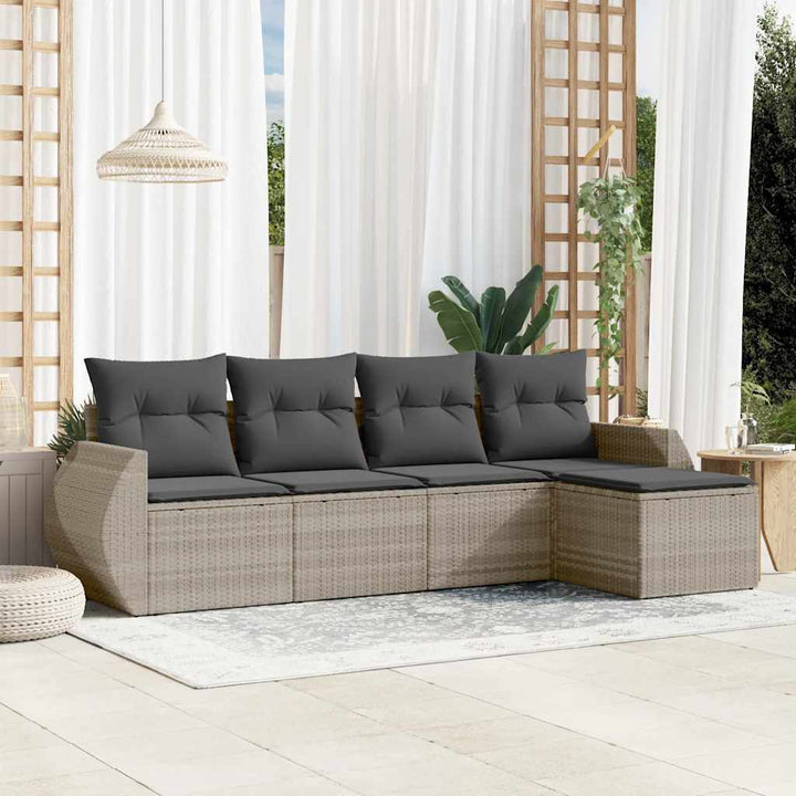 Soffgrupp För Trädgården Med Dynor 5 Delar Beige Konstrotting