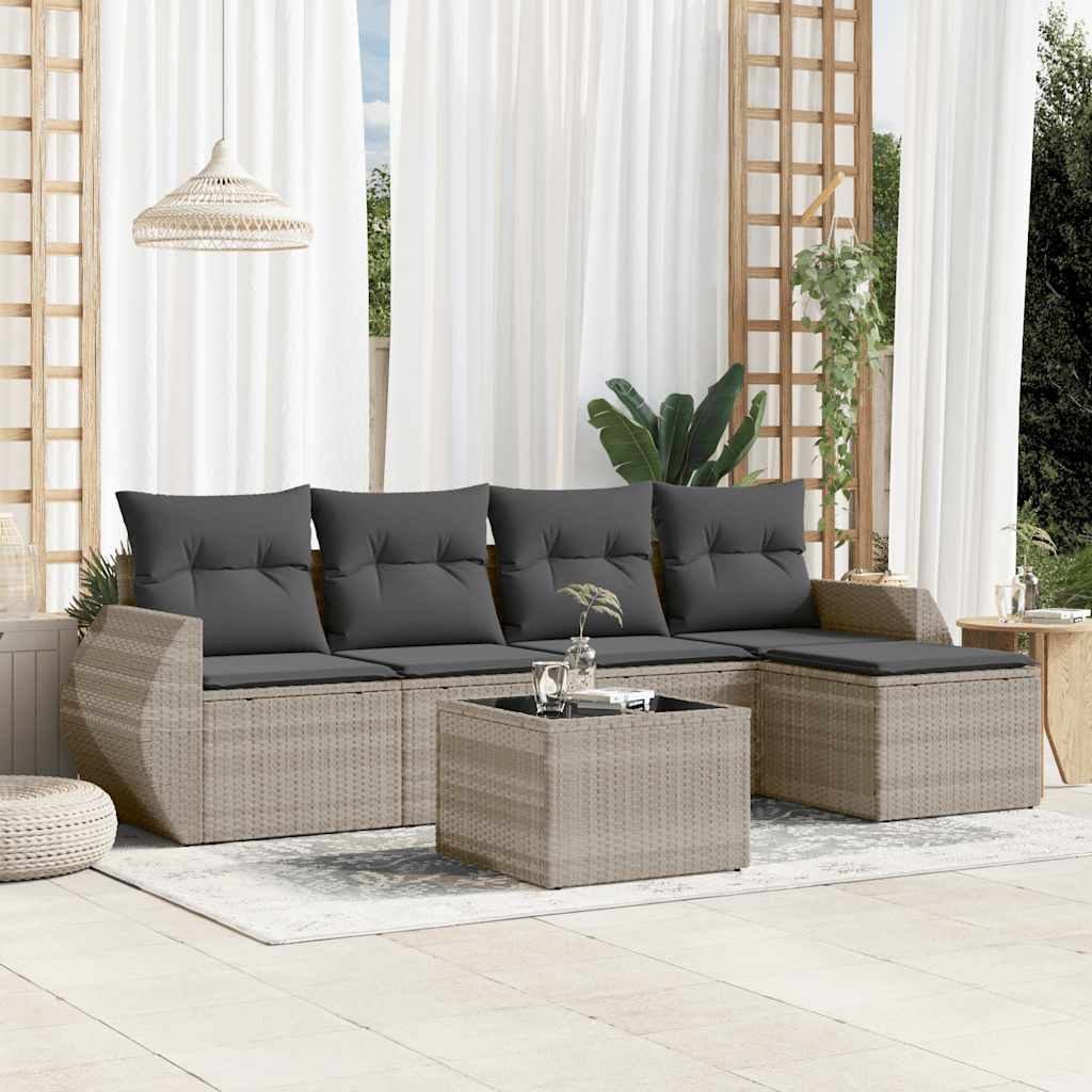Soffgrupp För Trädgården Med Dynor 5 Delar Beige Konstrotting