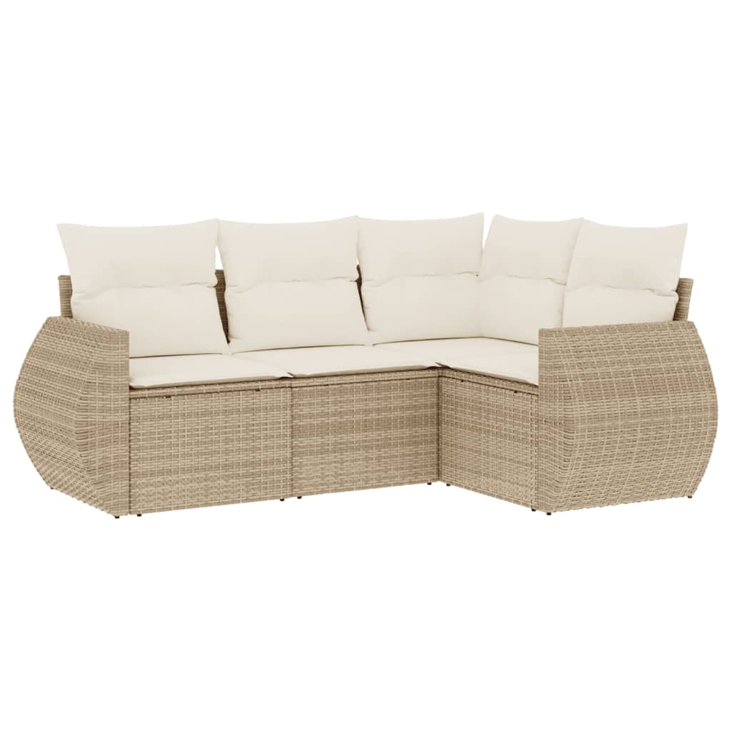 Soffgrupp För Trädgård Med Dynor 4 Delar Beige Konstrotting