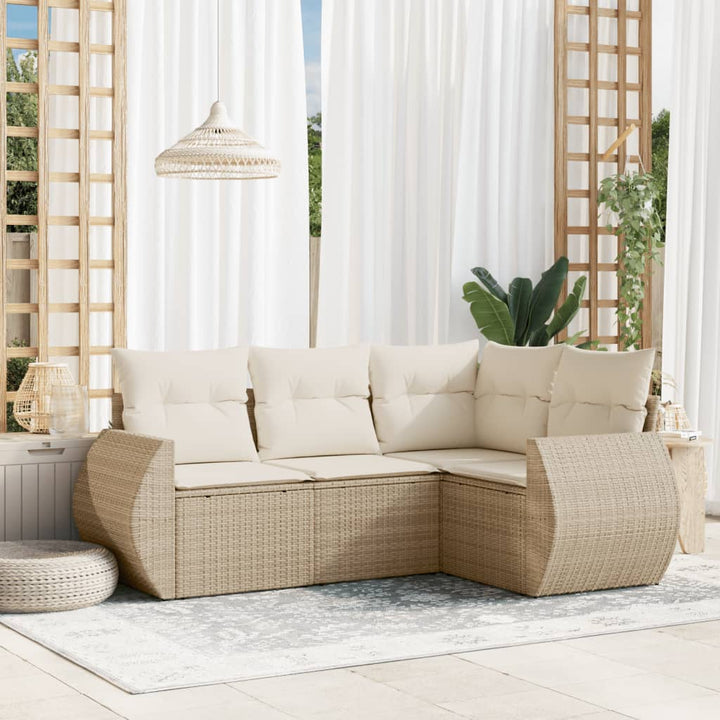 Soffgrupp För Trädgård Med Dynor 4 Delar Beige Konstrotting