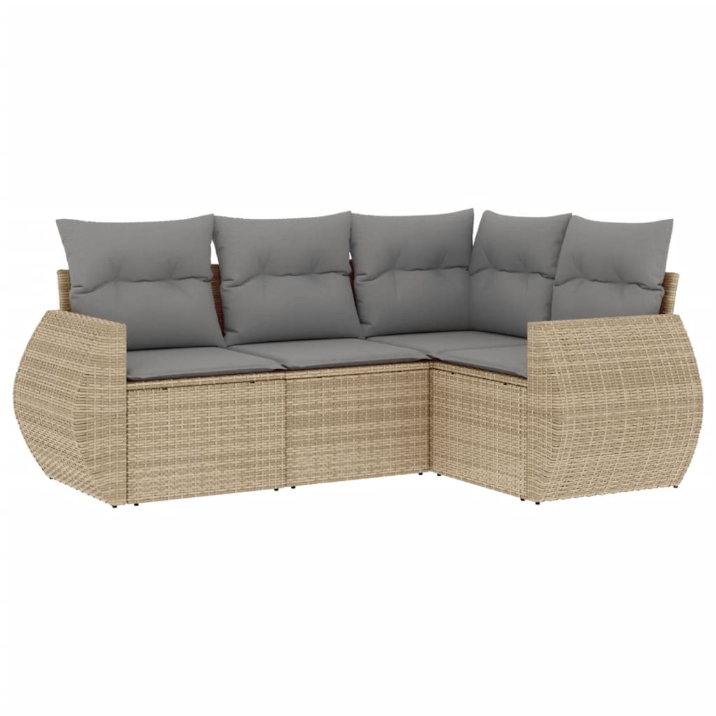 Soffgrupp För Trädgård Med Dynor 4 Delar Beige Konstrotting