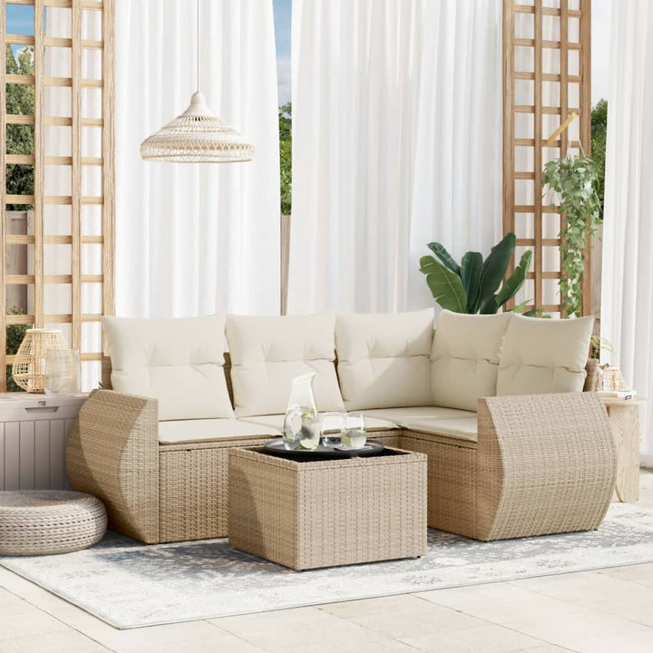 Soffgrupp För Trädgård Med Dynor 4 Delar Beige Konstrotting