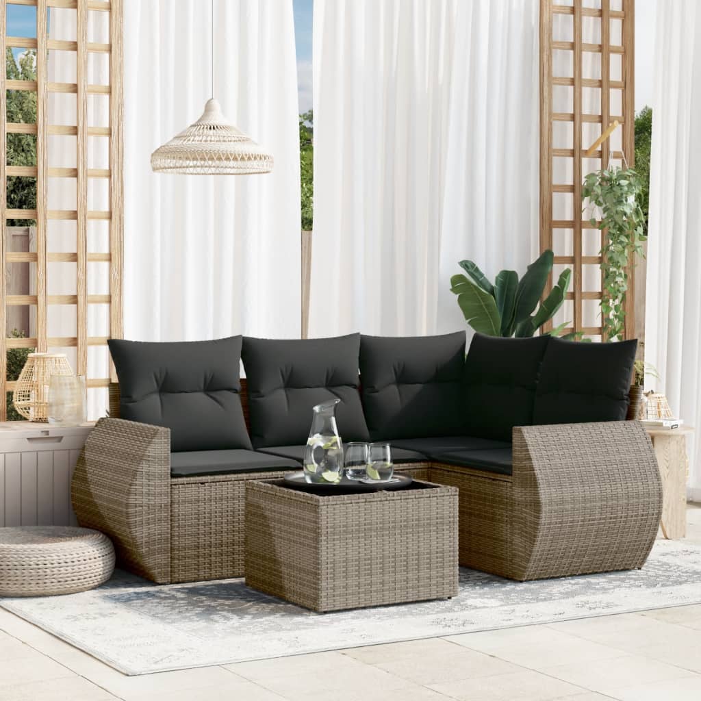 Soffgrupp För Trädgård Med Dynor 4 Delar Beige Konstrotting