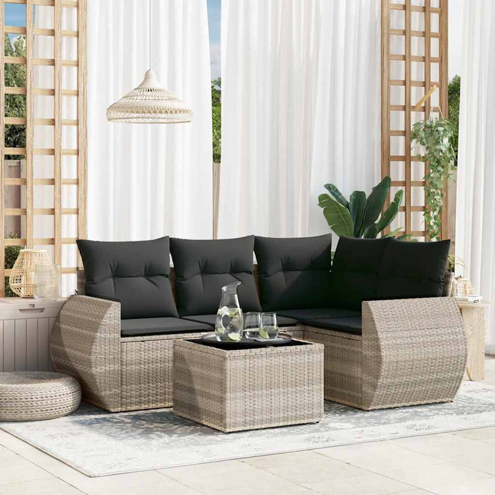 Soffgrupp För Trädgård Med Dynor 4 Delar Beige Konstrotting