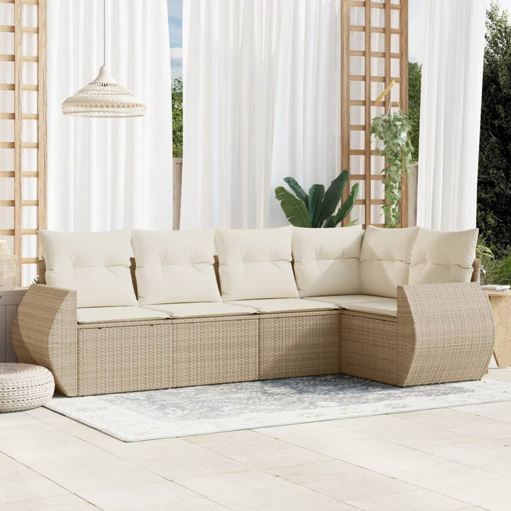 Soffgrupp För Trädgården Med Dynor 6 Delar Beige Konstrotting