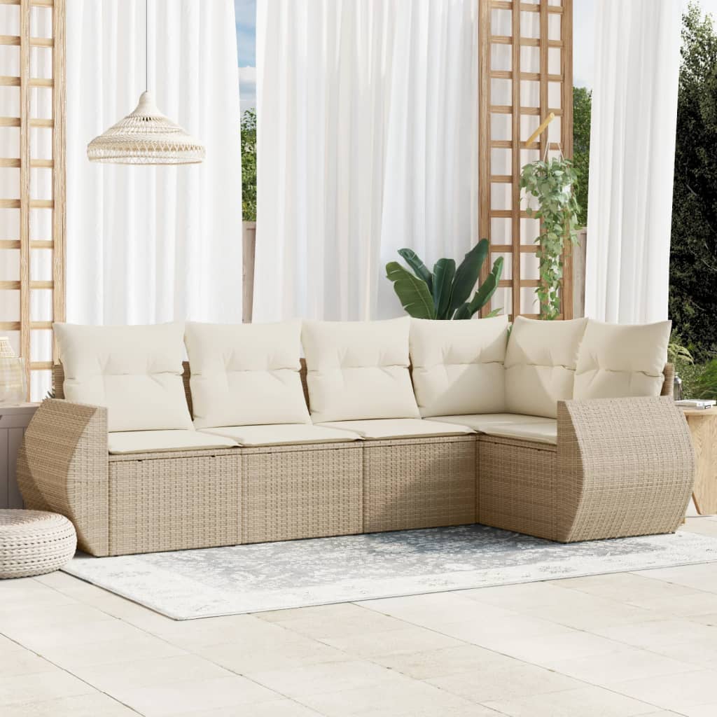 Soffgrupp För Trädgården Med Dynor 6 Delar Beige Konstrotting