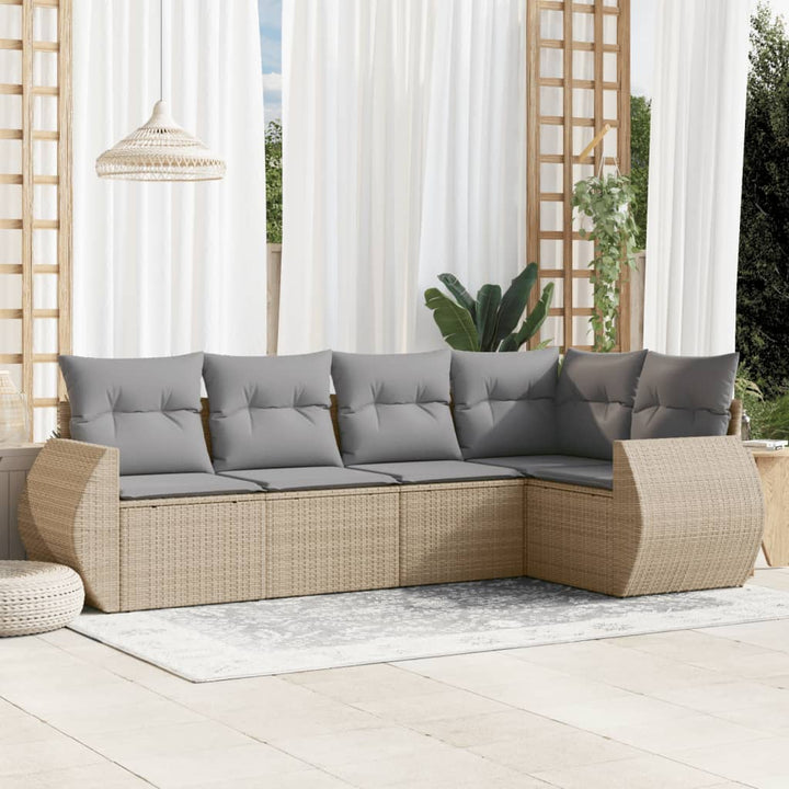 Soffgrupp För Trädgården Med Dynor 6 Delar Beige Konstrotting