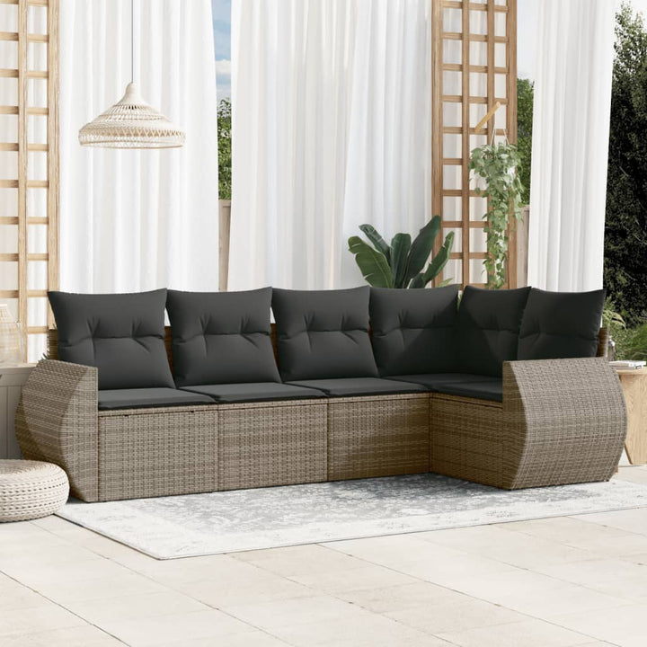 Soffgrupp För Trädgården Med Dynor 6 Delar Beige Konstrotting