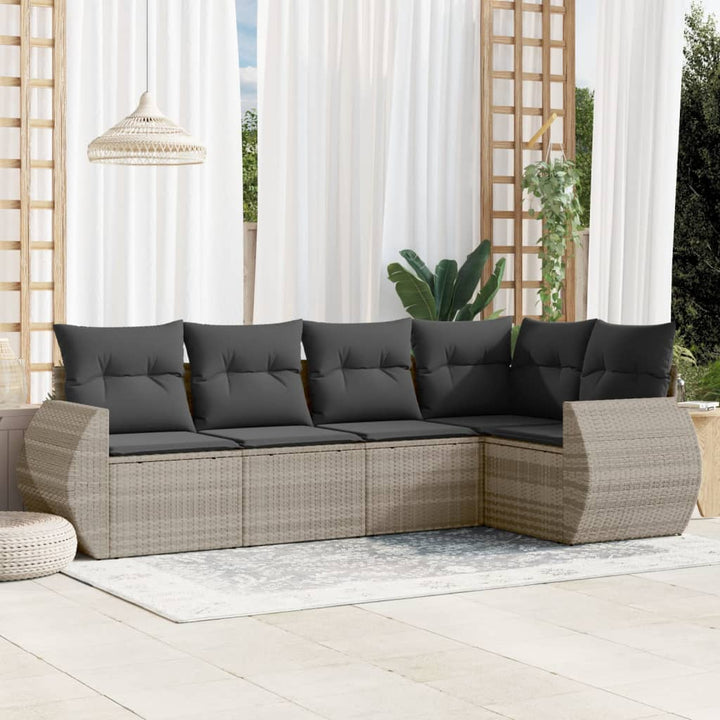 Soffgrupp För Trädgården Med Dynor 6 Delar Beige Konstrotting