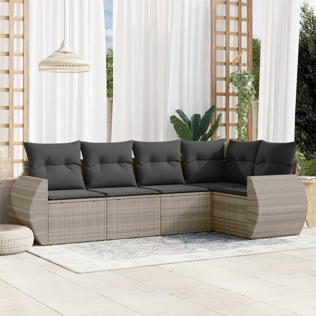 Soffgrupp För Trädgården Med Dynor 6 Delar Beige Konstrotting