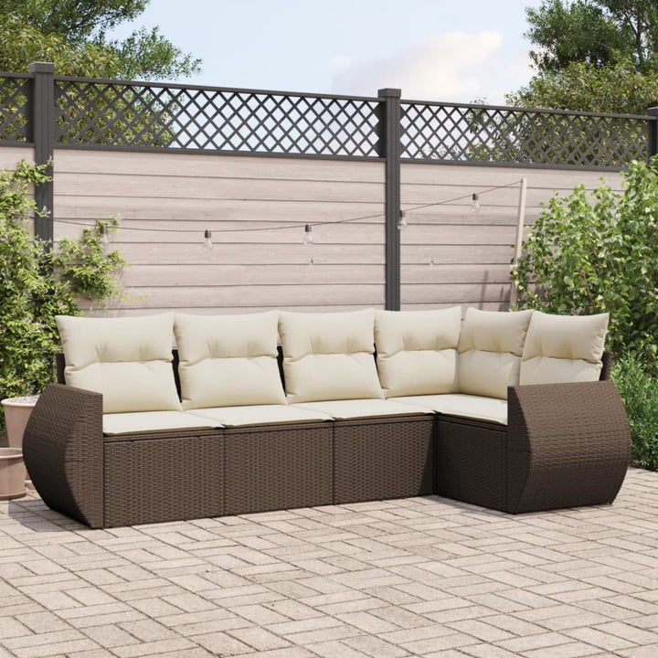 Soffgrupp För Trädgården Med Dynor 6 Delar Beige Konstrotting