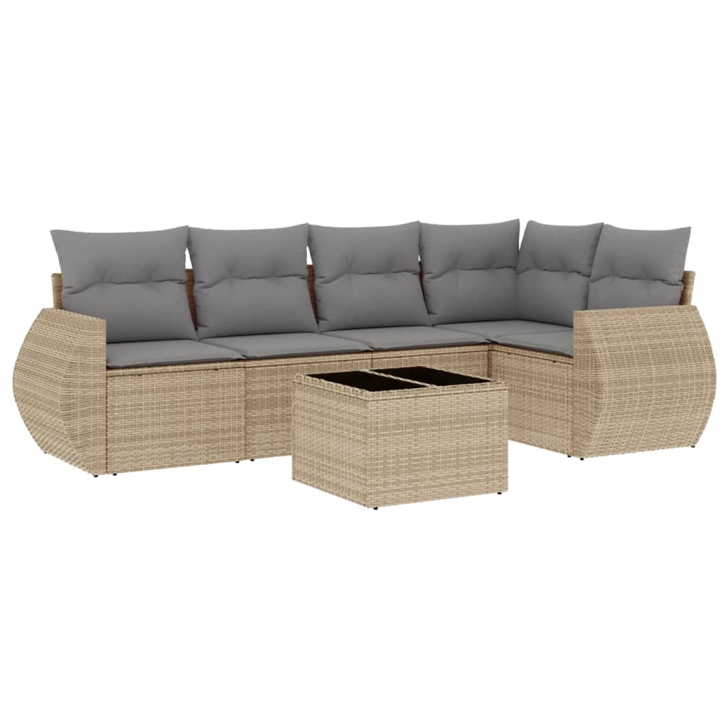 Soffgrupp För Trädgården Med Dynor 6 Delar Beige Konstrotting