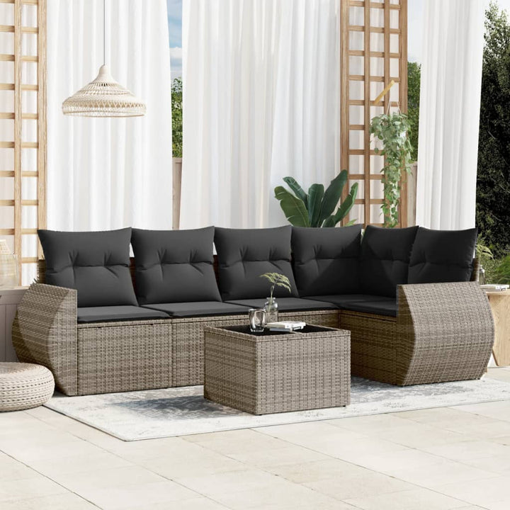 Soffgrupp För Trädgården Med Dynor 6 Delar Beige Konstrotting