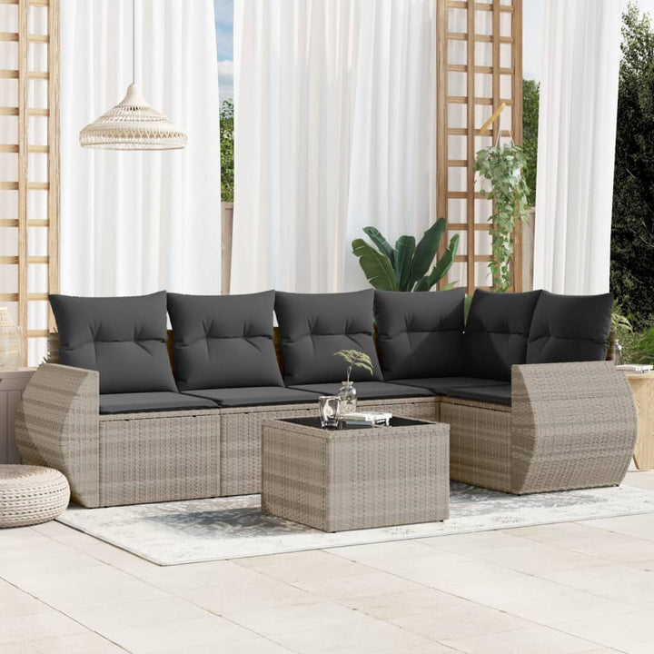 Soffgrupp För Trädgården Med Dynor 6 Delar Beige Konstrotting