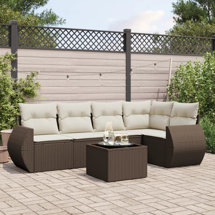 Soffgrupp För Trädgården Med Dynor 6 Delar Beige Konstrotting