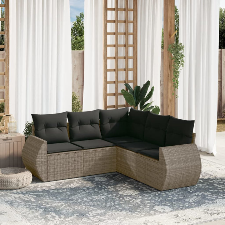 Soffgrupp För Trädgården Med Dynor 5 Delar Beige Konstrotting