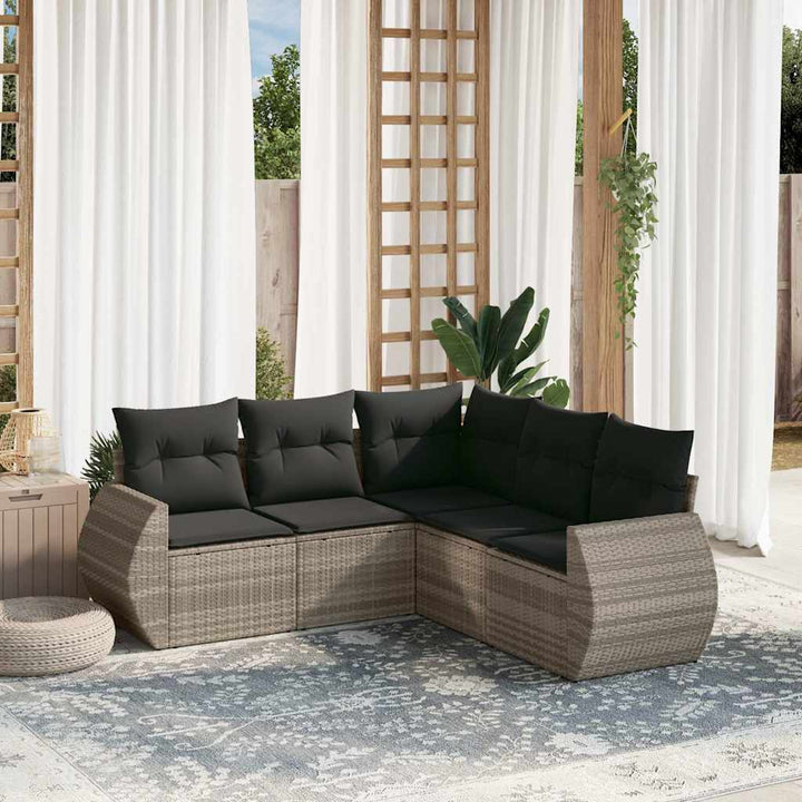 Soffgrupp För Trädgården Med Dynor 5 Delar Beige Konstrotting