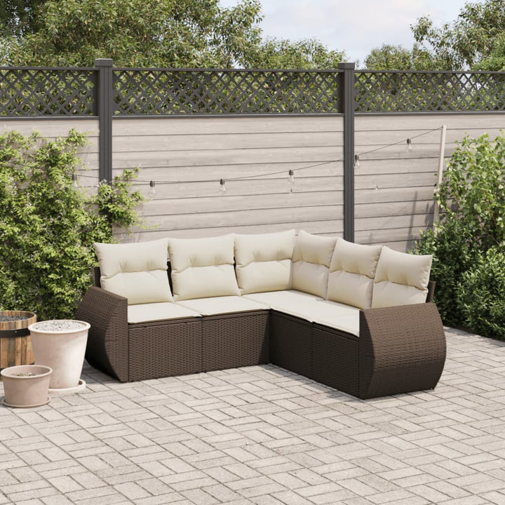 Soffgrupp För Trädgården Med Dynor 5 Delar Beige Konstrotting