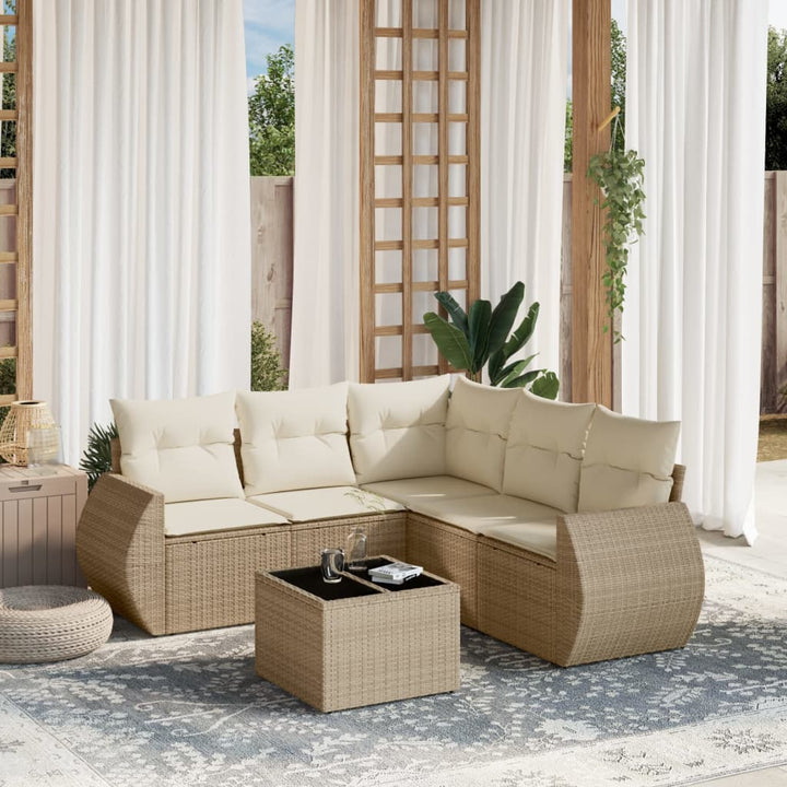 Soffgrupp För Trädgården Med Dynor 5 Delar Beige Konstrotting