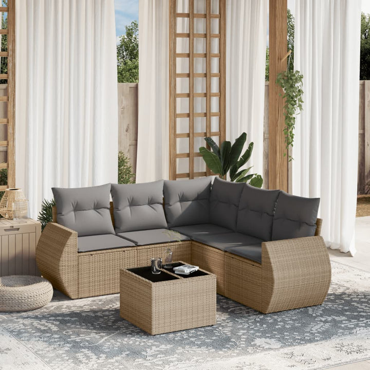 Soffgrupp För Trädgården Med Dynor 5 Delar Beige Konstrotting