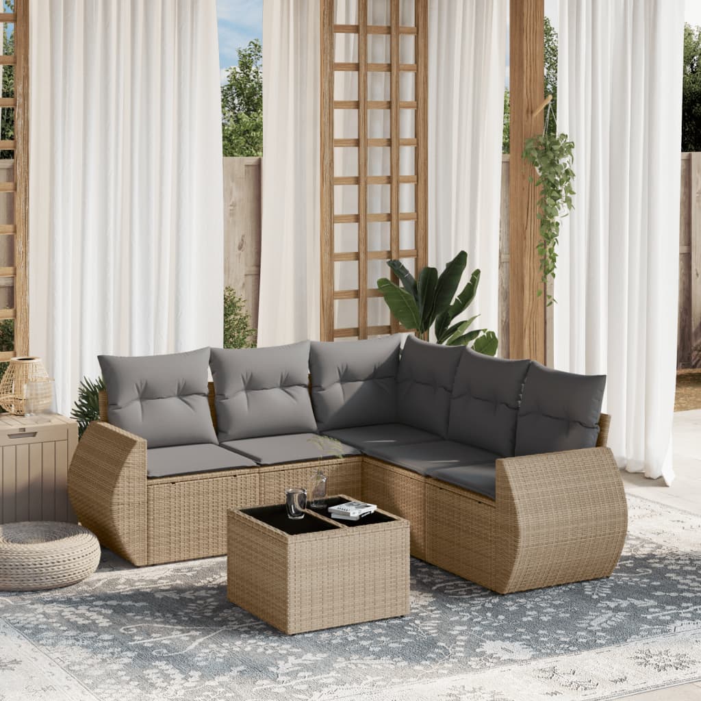Soffgrupp För Trädgården Med Dynor 5 Delar Beige Konstrotting