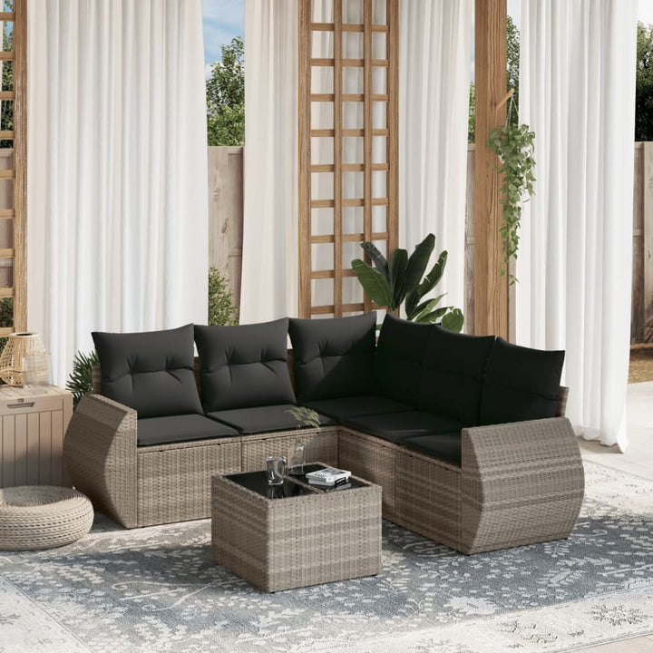 Soffgrupp För Trädgården Med Dynor 5 Delar Beige Konstrotting