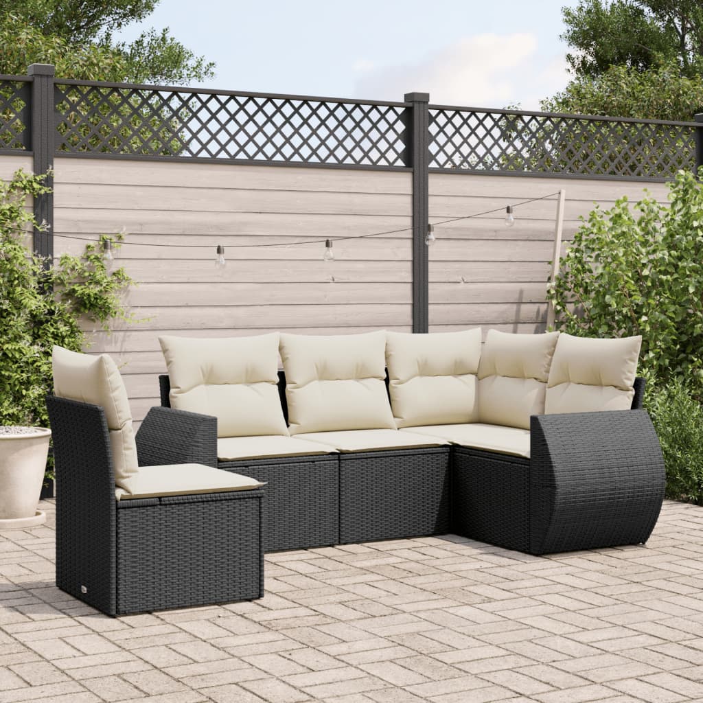 Soffgrupp För Trädgården Med Dynor 5 Delar Beige Konstrotting