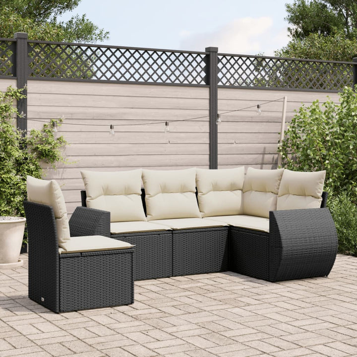 Soffgrupp För Trädgården Med Dynor 5 Delar Beige Konstrotting