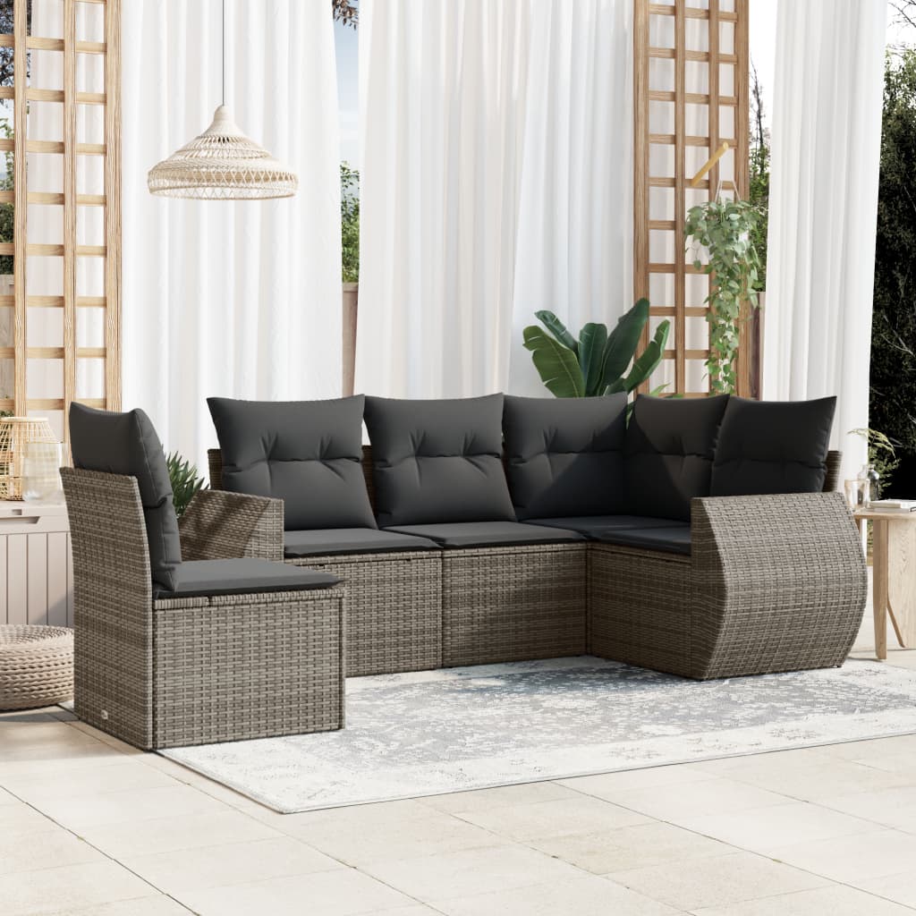 Soffgrupp För Trädgården Med Dynor 5 Delar Beige Konstrotting