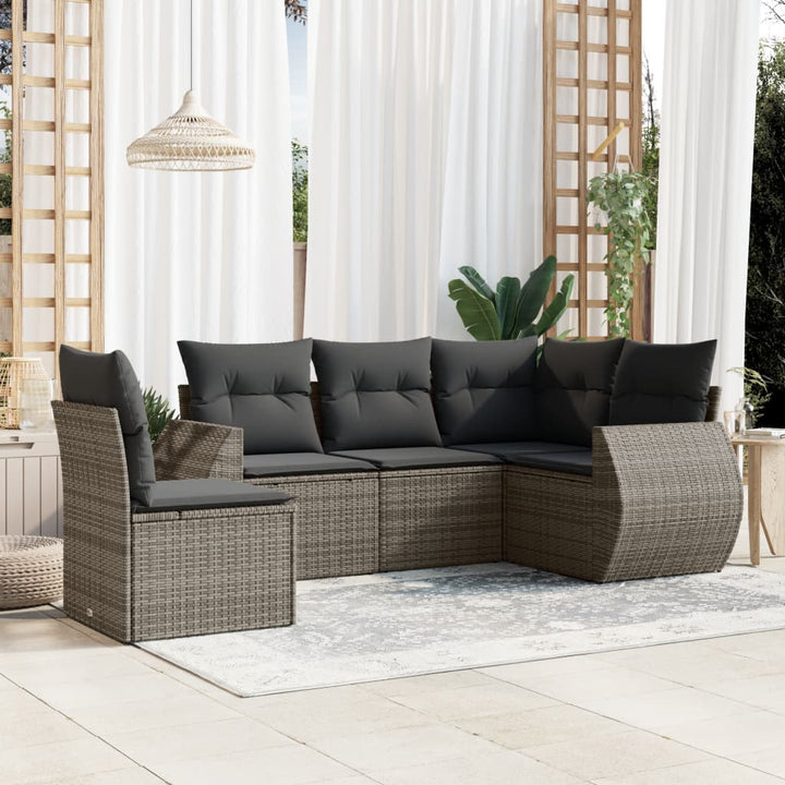Soffgrupp För Trädgården Med Dynor 5 Delar Beige Konstrotting